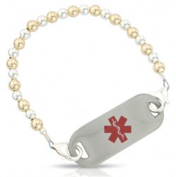 Gold & Silver Balls Medical ID Alert Bracelet